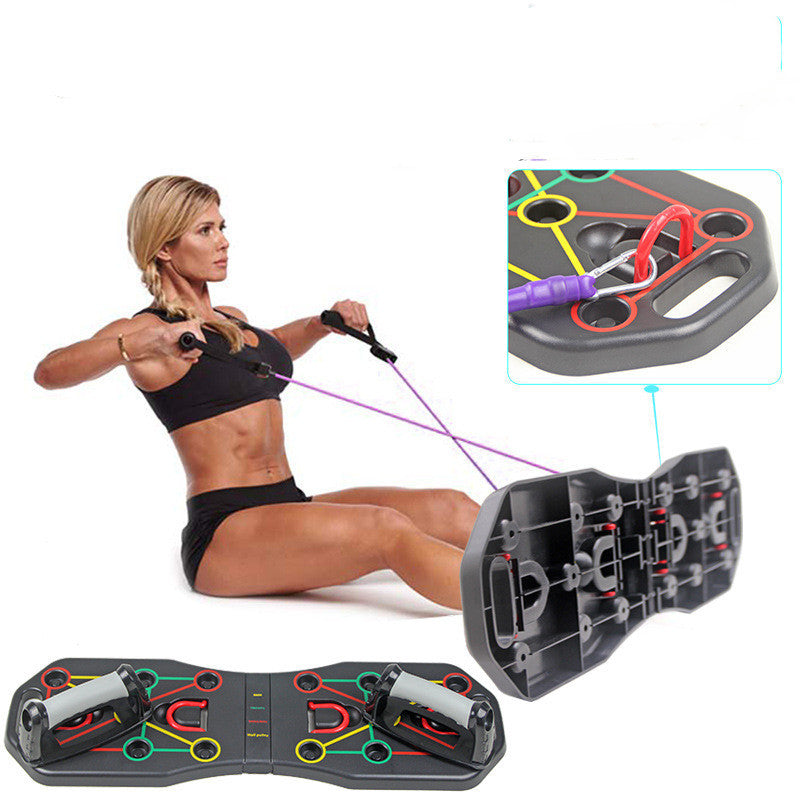Folding Push-Up Board with Resistance Bands – Multifunctional Home Fitness Equipment for Full-Body Training