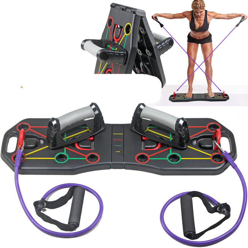 Folding Push-Up Board with Resistance Bands – Multifunctional Home Fitness Equipment for Full-Body Training