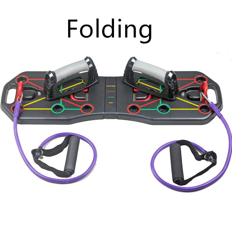 Folding Push-Up Board with Resistance Bands – Multifunctional Home Fitness Equipment for Full-Body Training