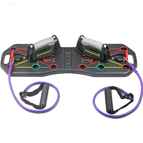 Folding Push-Up Board with Resistance Bands – Multifunctional Home Fitness Equipment for Full-Body Training