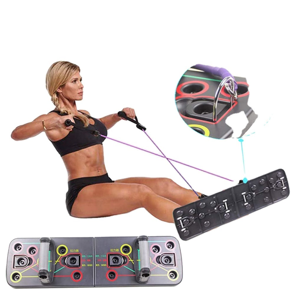 Multifunctional Folding Push-Up Board with Pull Rope – Portable Fitness Bracket for Home, Office & Outdoor Workouts